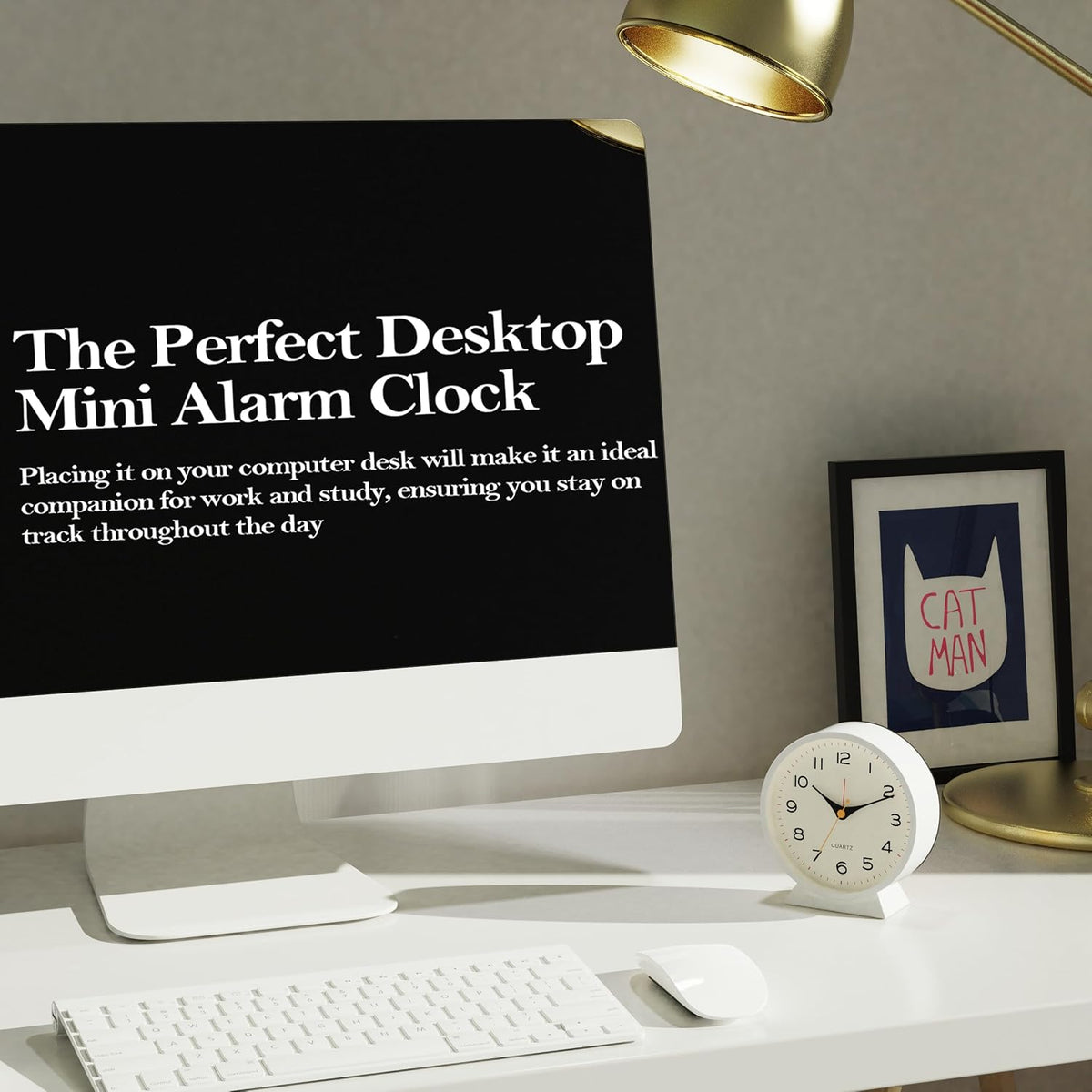 ® 4.5" Analog Alarm Clock, Small Retro Desk Clock and Table Clock