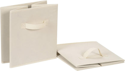 Collapsible Fabric Storage Cube Bins Organizer with Handles for Organization and Organizing Solution, 13"x13"x13", Beige, 6-Pack