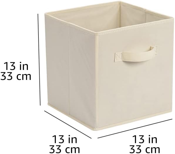 Collapsible Fabric Storage Cube Bins Organizer with Handles for Organization and Organizing Solution, 13"x13"x13", Beige, 6-Pack