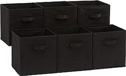 Collapsible Fabric Storage Cube Bins Organizer with Handles for Organization and Organizing Solution, 13"x13"x13", Beige, 6-Pack