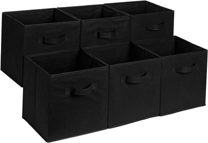 Collapsible Fabric Storage Cube Bins Organizer with Handles for Organization and Organizing Solution, 13"x13"x13", Beige, 6-Pack