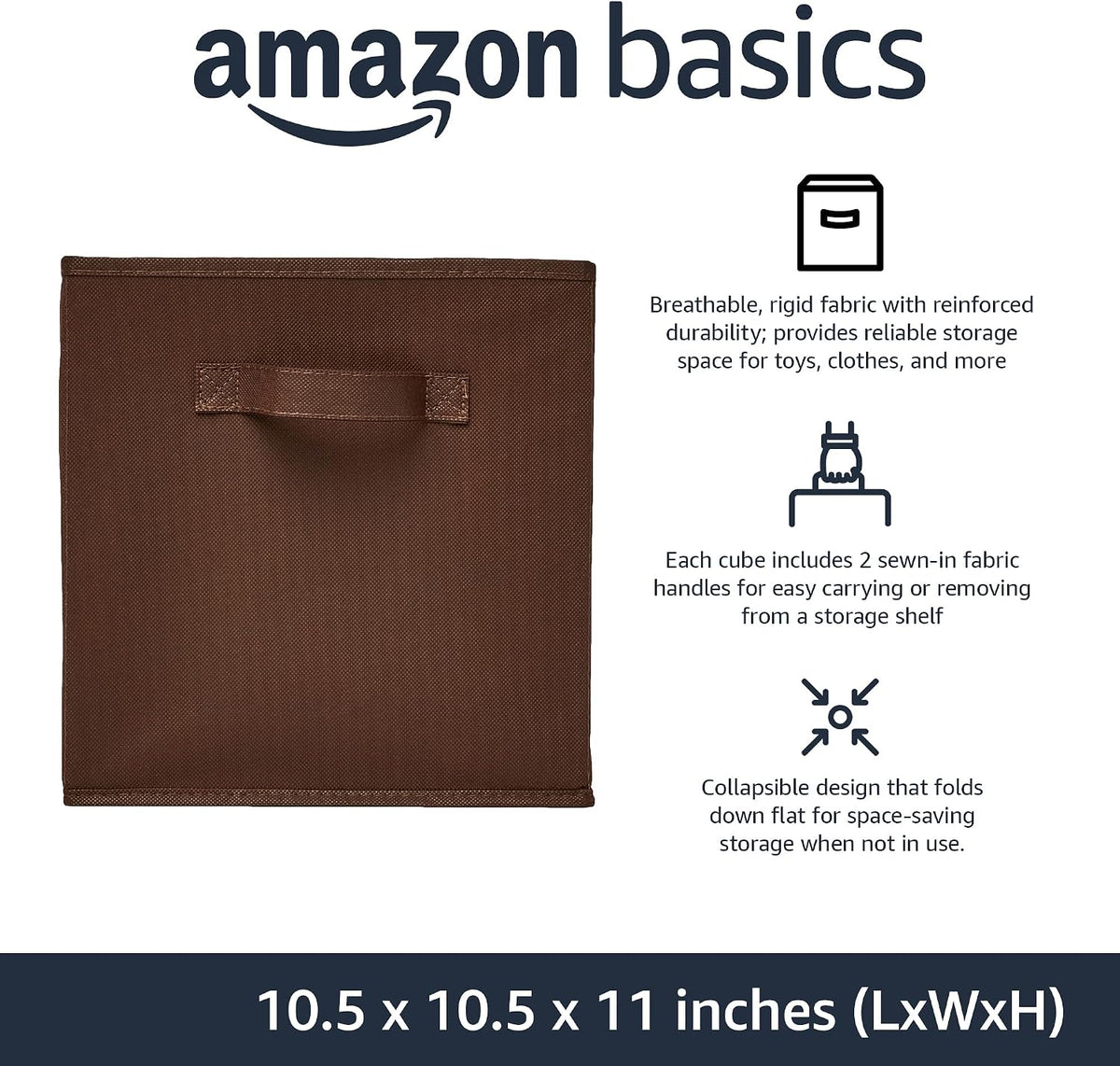 Collapsible Fabric Storage Cube Bins Organizer with Handles for Organization and Organizing Solution, 13"x13"x13", Beige, 6-Pack