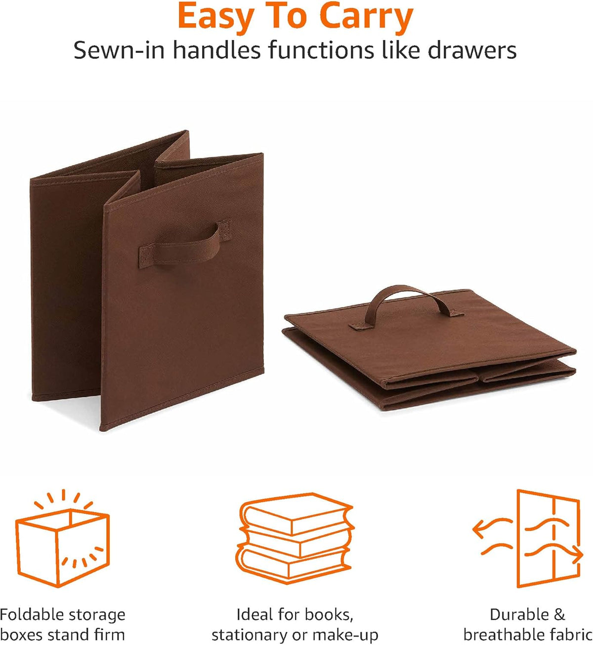 Collapsible Fabric Storage Cube Bins Organizer with Handles for Organization and Organizing Solution, 13"x13"x13", Beige, 6-Pack