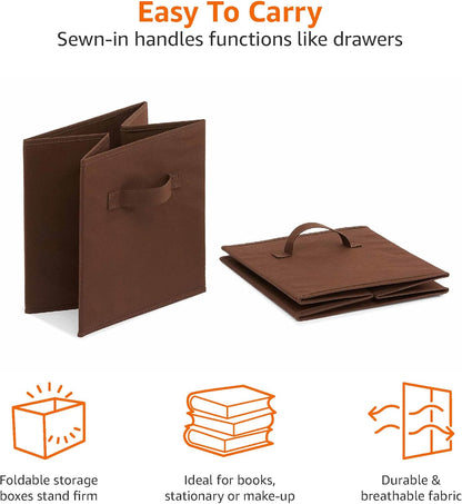Collapsible Fabric Storage Cube Bins Organizer with Handles for Organization and Organizing Solution, 13"x13"x13", Beige, 6-Pack