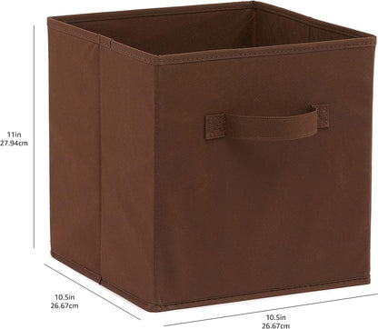 Collapsible Fabric Storage Cube Bins Organizer with Handles for Organization and Organizing Solution, 13"x13"x13", Beige, 6-Pack