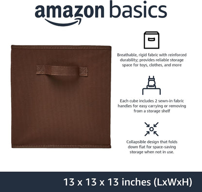 Collapsible Fabric Storage Cube Bins Organizer with Handles for Organization and Organizing Solution, 13"x13"x13", Beige, 6-Pack