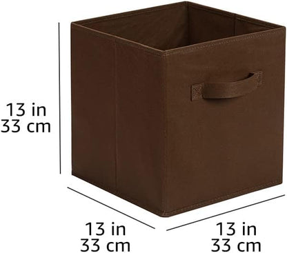 Collapsible Fabric Storage Cube Bins Organizer with Handles for Organization and Organizing Solution, 13"x13"x13", Beige, 6-Pack