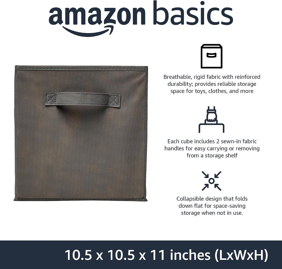 Collapsible Fabric Storage Cube Bins Organizer with Handles for Organization and Organizing Solution, 13"x13"x13", Beige, 6-Pack