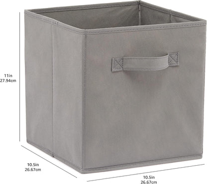 Collapsible Fabric Storage Cube Bins Organizer with Handles for Organization and Organizing Solution, 13"x13"x13", Beige, 6-Pack