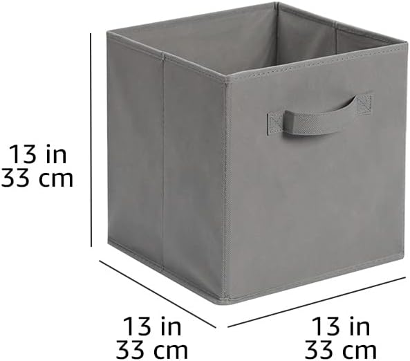 Collapsible Fabric Storage Cube Bins Organizer with Handles for Organization and Organizing Solution, 13"x13"x13", Beige, 6-Pack