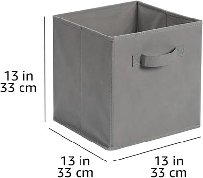 Collapsible Fabric Storage Cube Bins Organizer with Handles for Organization and Organizing Solution, 13"x13"x13", Beige, 6-Pack