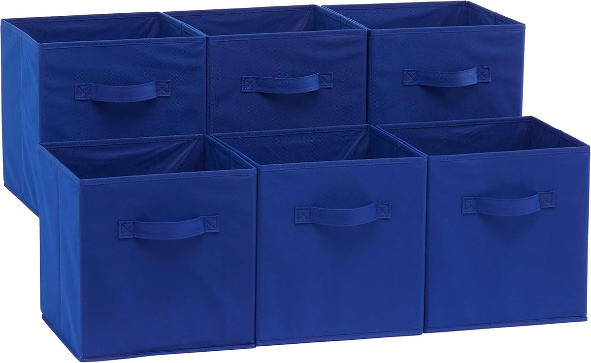 Collapsible Fabric Storage Cube Bins Organizer with Handles for Organization and Organizing Solution, 13"x13"x13", Beige, 6-Pack