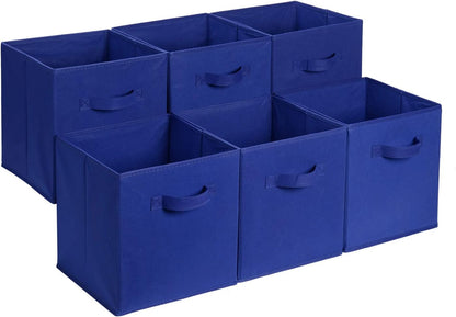Collapsible Fabric Storage Cube Bins Organizer with Handles for Organization and Organizing Solution, 13"x13"x13", Beige, 6-Pack
