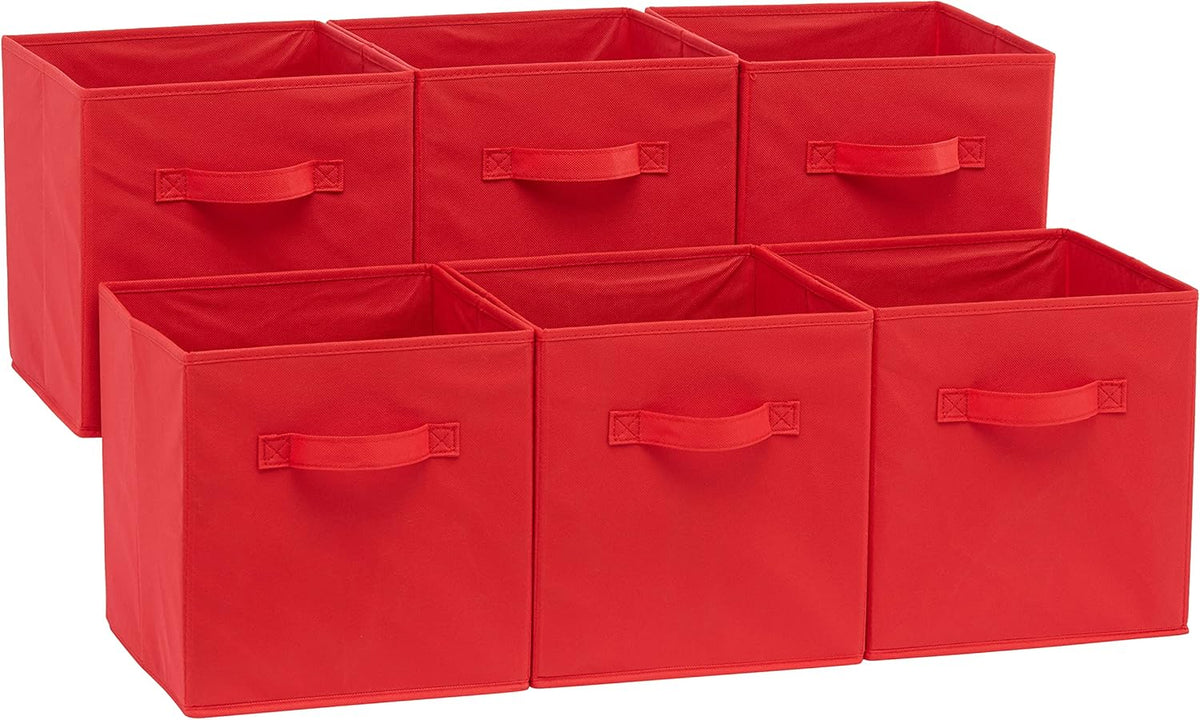 Collapsible Fabric Storage Cube Bins Organizer with Handles for Organization and Organizing Solution, 13"x13"x13", Beige, 6-Pack