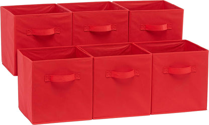 Collapsible Fabric Storage Cube Bins Organizer with Handles for Organization and Organizing Solution, 13"x13"x13", Beige, 6-Pack
