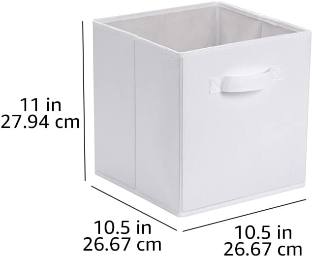 Collapsible Fabric Storage Cube Bins Organizer with Handles for Organization and Organizing Solution, 13"x13"x13", Beige, 6-Pack