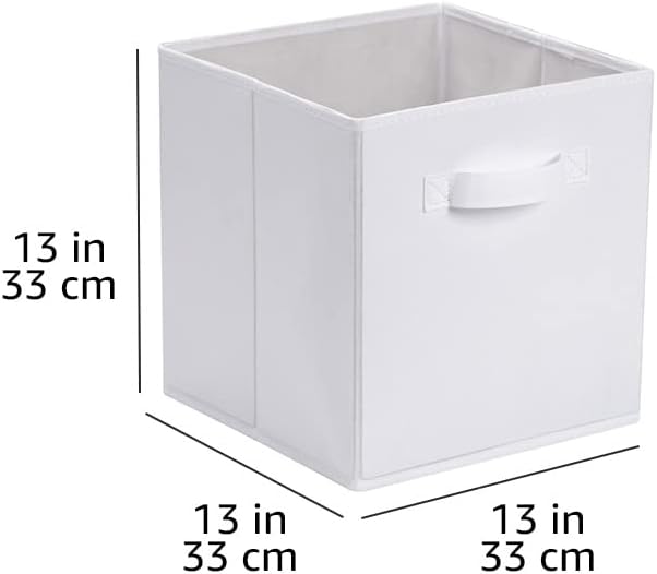 Collapsible Fabric Storage Cube Bins Organizer with Handles for Organization and Organizing Solution, 13"x13"x13", Beige, 6-Pack