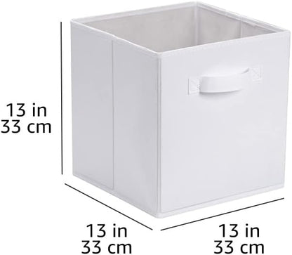 Collapsible Fabric Storage Cube Bins Organizer with Handles for Organization and Organizing Solution, 13"x13"x13", Beige, 6-Pack