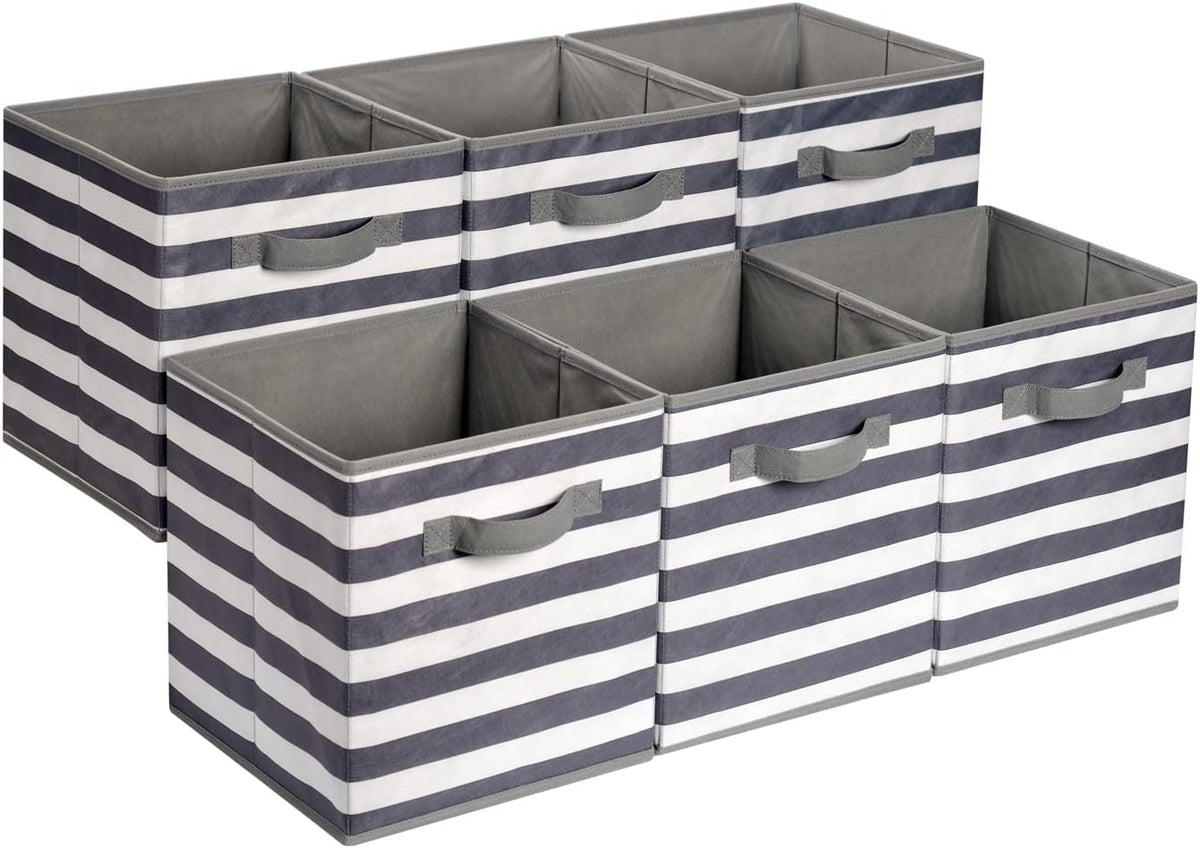 Collapsible Fabric Storage Cube Bins Organizer with Handles for Organization and Organizing Solution, 13"x13"x13", Beige, 6-Pack