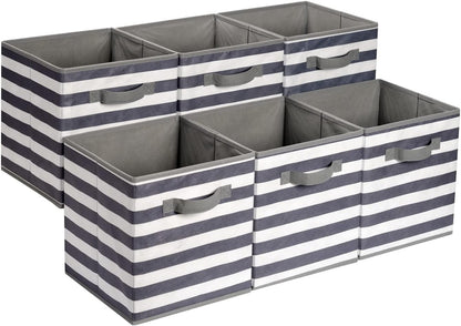 Collapsible Fabric Storage Cube Bins Organizer with Handles for Organization and Organizing Solution, 13"x13"x13", Beige, 6-Pack