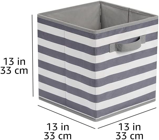 Collapsible Fabric Storage Cube Bins Organizer with Handles for Organization and Organizing Solution, 13"x13"x13", Beige, 6-Pack