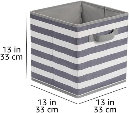 Collapsible Fabric Storage Cube Bins Organizer with Handles for Organization and Organizing Solution, 13"x13"x13", Beige, 6-Pack