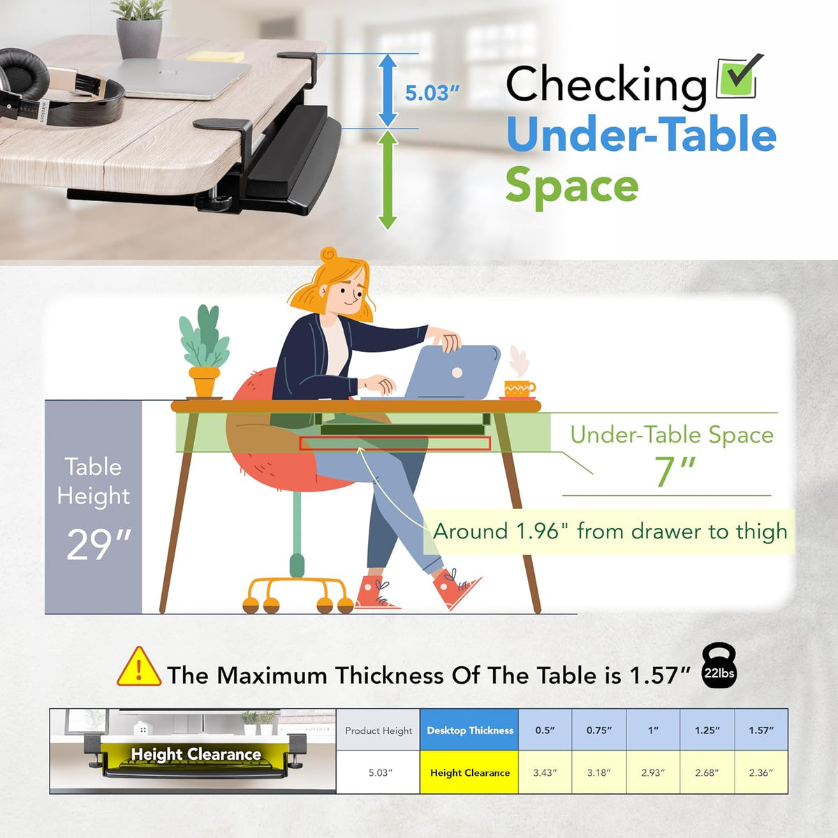 EHO Large Ergonomic C-Clamp Keyboard Tray Mount Under Desk with Wrist Rest, Slide-Out Platform 27.5" (31.8" Including Clamps) x 12.5", Pull Out Keyboard & Mouse Tray for Home or Office, Black