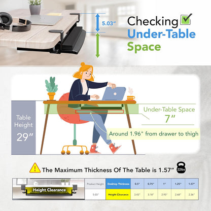 EHO Large Ergonomic C-Clamp Keyboard Tray Mount Under Desk with Wrist Rest, Slide-Out Platform 27.5" (31.8" Including Clamps) x 12.5", Pull Out Keyboard & Mouse Tray for Home or Office, Black