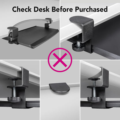EHO Large Ergonomic C-Clamp Keyboard Tray Mount Under Desk with Wrist Rest, Slide-Out Platform 27.5" (31.8" Including Clamps) x 12.5", Pull Out Keyboard & Mouse Tray for Home or Office, Black