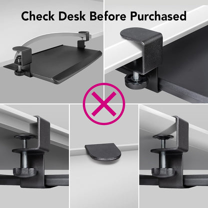 EHO Large Ergonomic C-Clamp Keyboard Tray Mount Under Desk with Wrist Rest, Slide-Out Platform 27.5" (31.8" Including Clamps) x 12.5", Pull Out Keyboard & Mouse Tray for Home or Office, Black