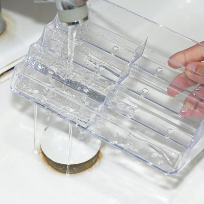Clear Plastic Business Card Holder for Desk, Acrylic Business Card Organizer Desktop, 8 pocket Business Cards Display with 4 Tier for Office