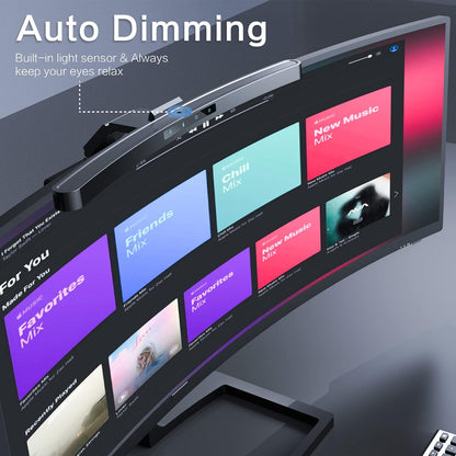 Curved Monitor Light Bar with Wireless Remote,Monitor Auto-Dimming and Camera Base,Applicable to All Screens. No Screen Glare,for Home Office