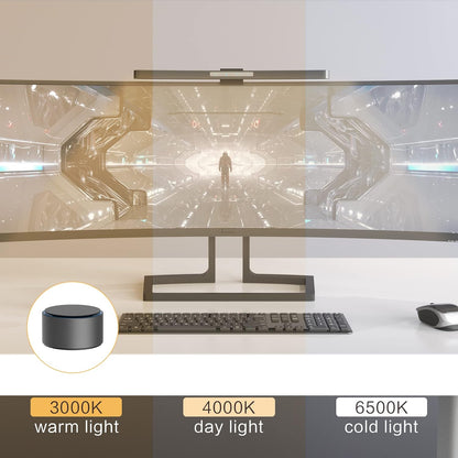 Curved Monitor Light Bar with Wireless Remote,Monitor Auto-Dimming and Camera Base,Applicable to All Screens. No Screen Glare,for Home Office