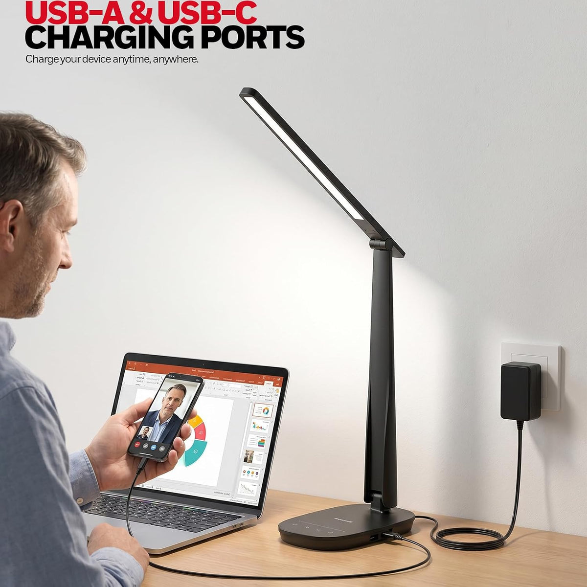 Honeywell LED Desk Lamp for Home Office Eye-Caring Dimmable Reading Light