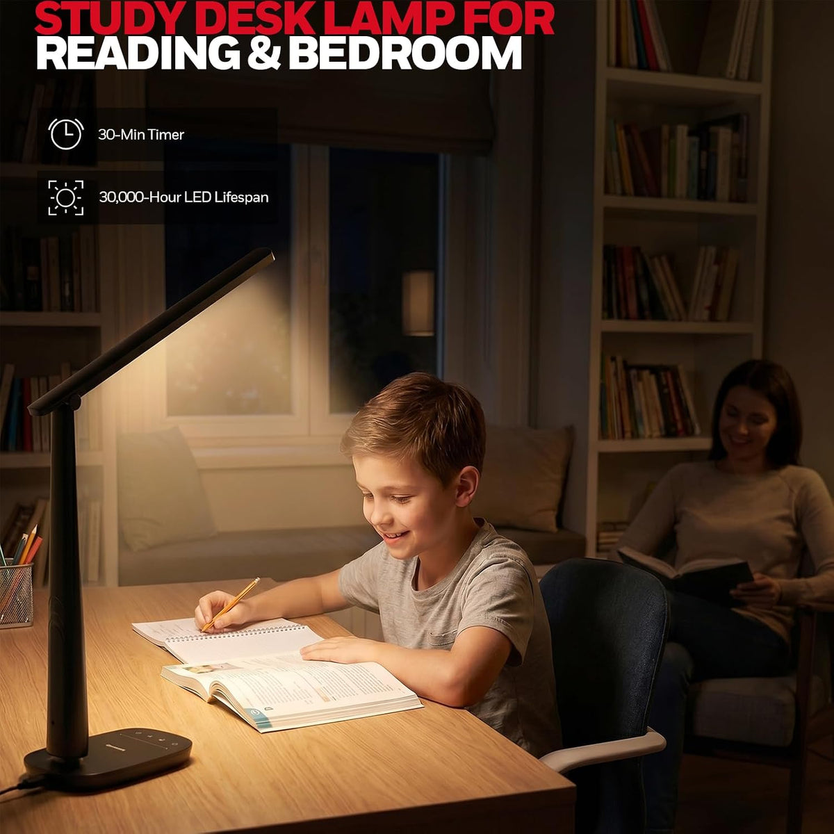 Honeywell LED Desk Lamp for Home Office Eye-Caring Dimmable Reading Light