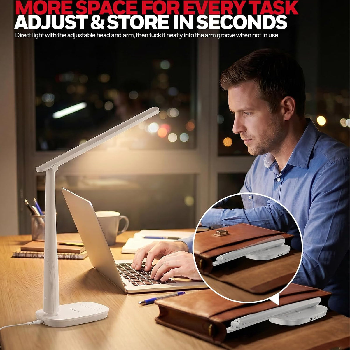 Honeywell LED Desk Lamp for Home Office Eye-Caring Dimmable Reading Light