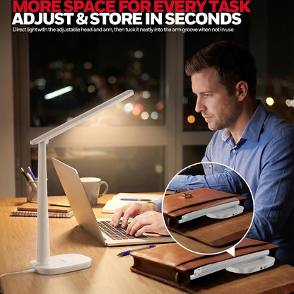 Honeywell LED Desk Lamp for Home Office Eye-Caring Dimmable Reading Light