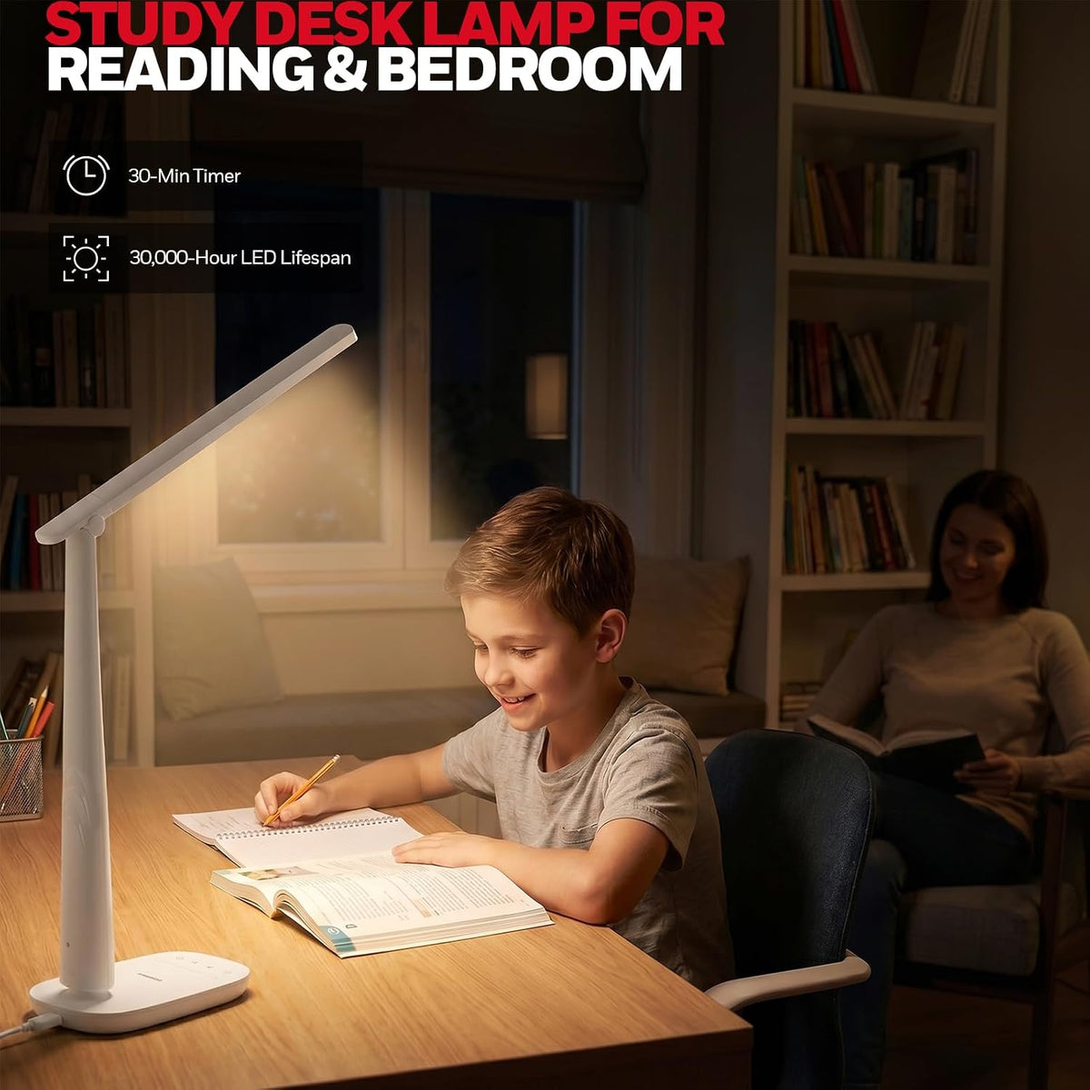 Honeywell LED Desk Lamp for Home Office Eye-Caring Dimmable Reading Light