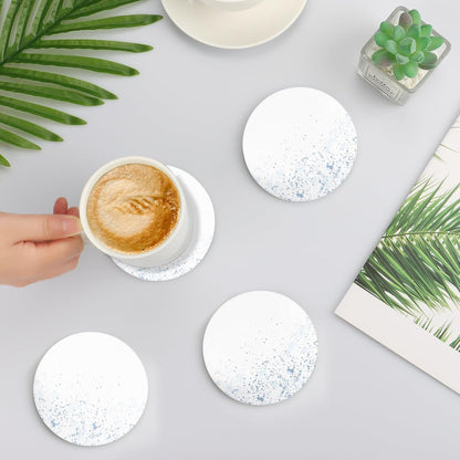 Ceramic Absorbent Table Coasters Set of 2 - Heat-Resistant Desk Cup Coasters with Cork Base, Leaf Design Protect Furniture (2Pack)