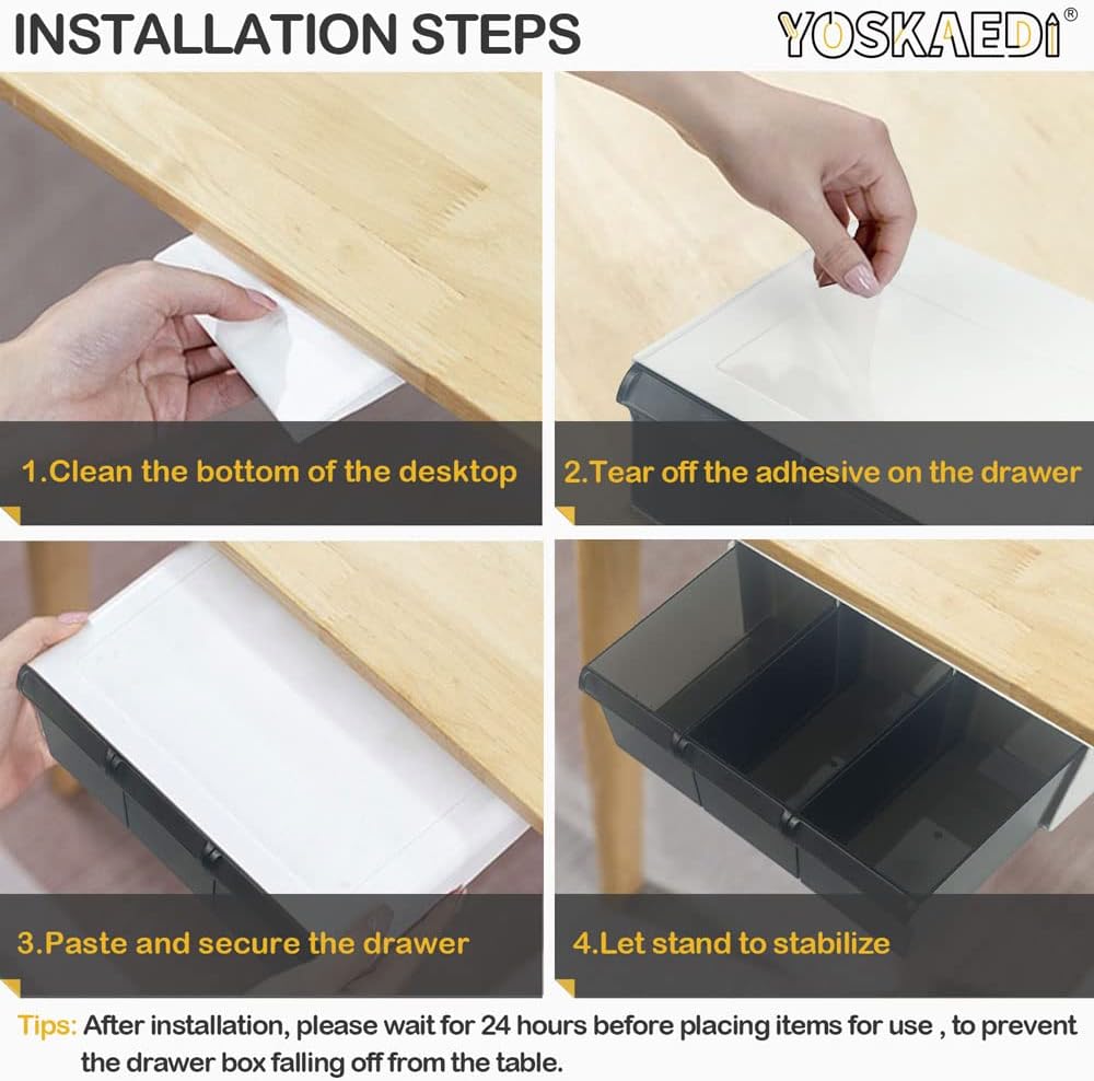 Under Desk Drawer Storage Self-Adhesive, Desk Organizers and Accessories