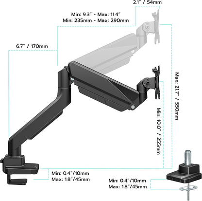 Heavy Duty Single Monitor Mount for 13"-49" Curved Screens, Black