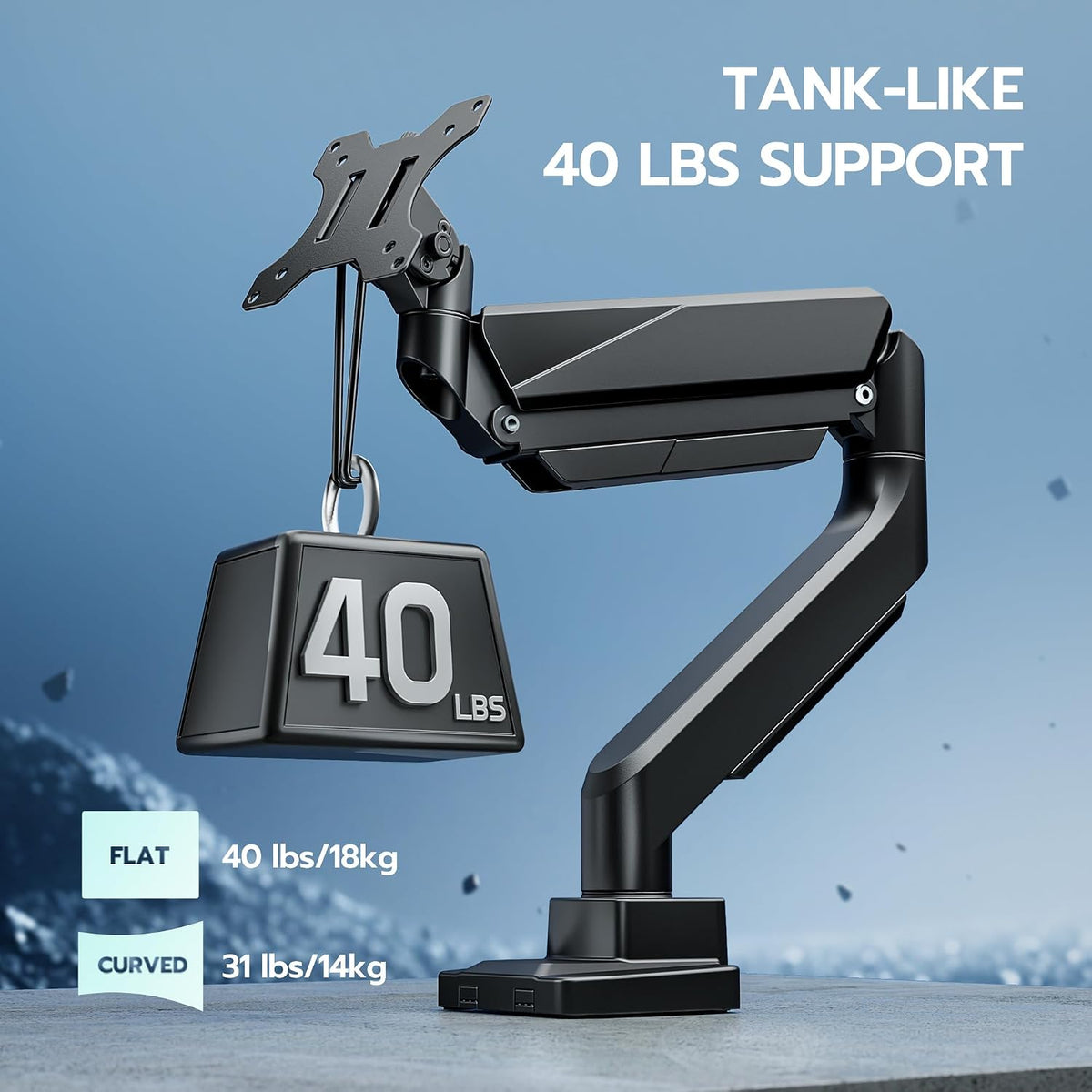 Heavy Duty Single Monitor Mount for 13"-49" Curved Screens, Black