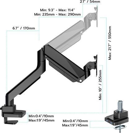 Heavy Duty Single Monitor Mount for 13"-49" Curved Screens, Black