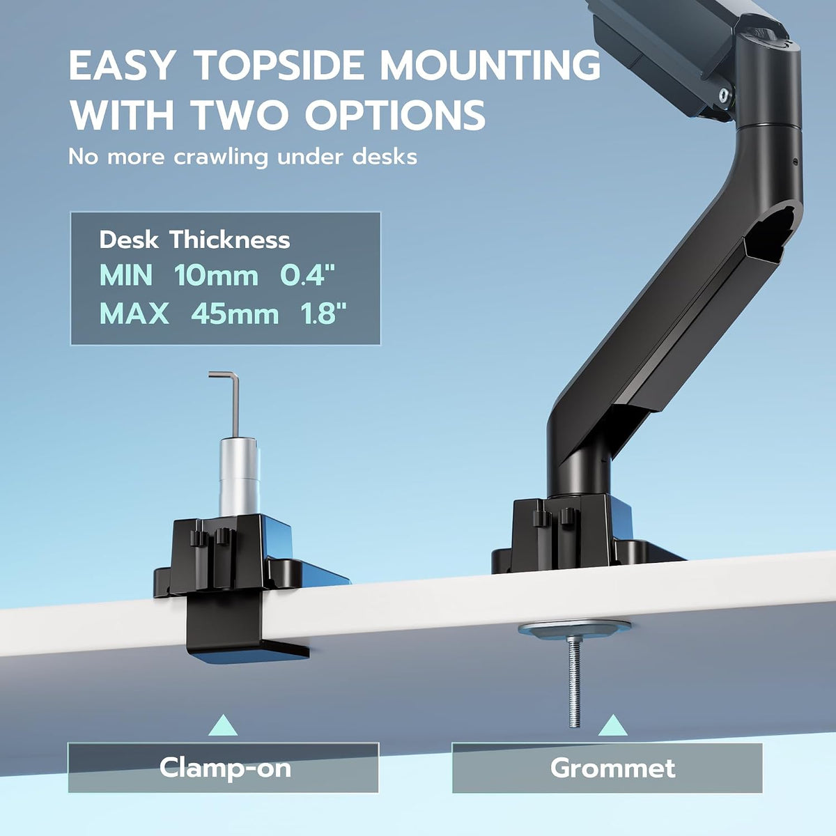 Heavy Duty Single Monitor Mount for 13"-49" Curved Screens, Black