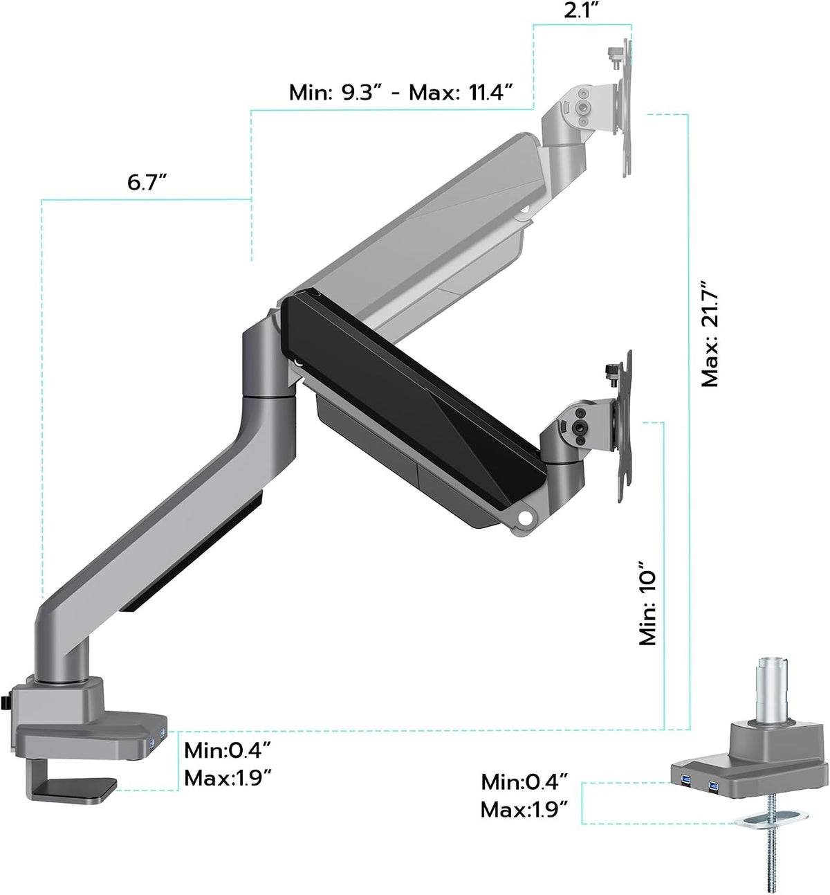 Heavy Duty Single Monitor Mount for 13"-49" Curved Screens, Black