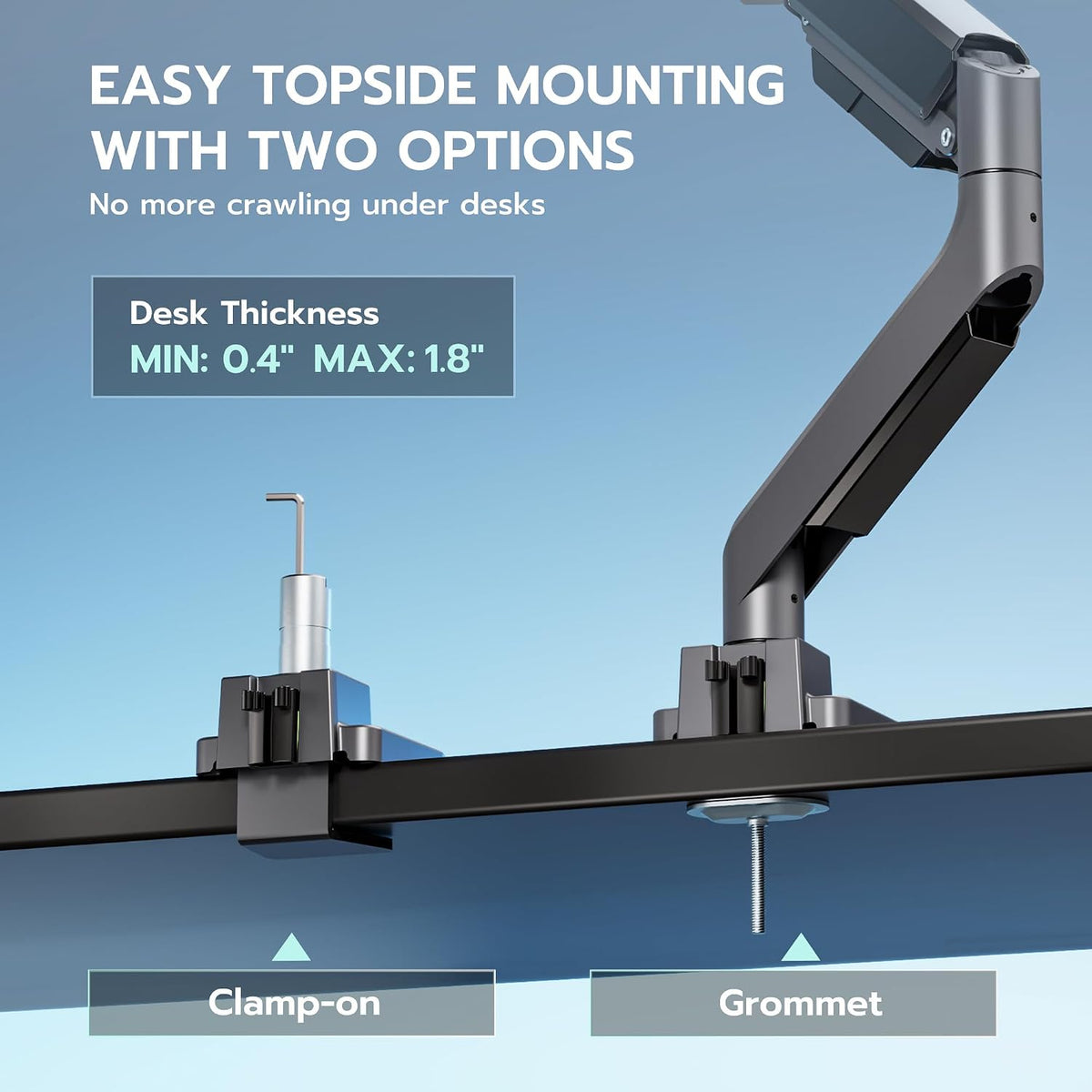 Heavy Duty Single Monitor Mount for 13"-49" Curved Screens, Black