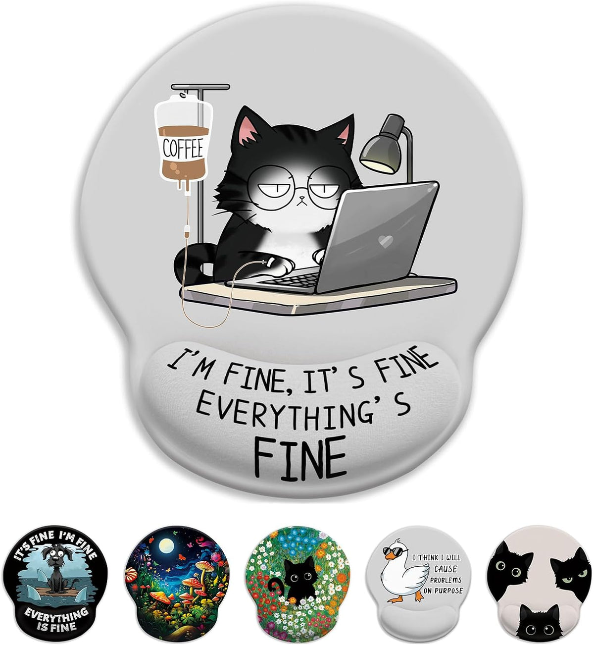Funny Ergonomic Mouse Pad with Wrist Rest, Cat Desk Decor Gifts - Colors A