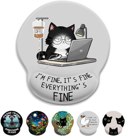 Funny Ergonomic Mouse Pad with Wrist Rest, Cat Desk Decor Gifts - Colors A