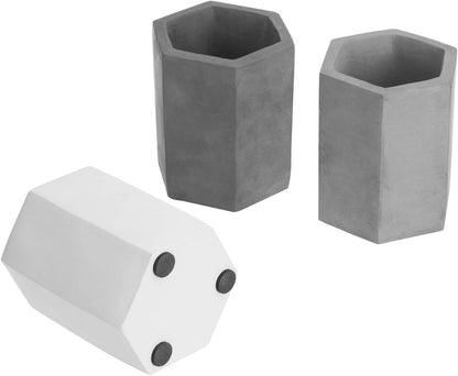 MyGift Pen Holder Pencil Holder For Desk,Pen Cup Holder For Desk,Concrete Desktop Pencil Cup,Modern Gray-Tone,Set of 3