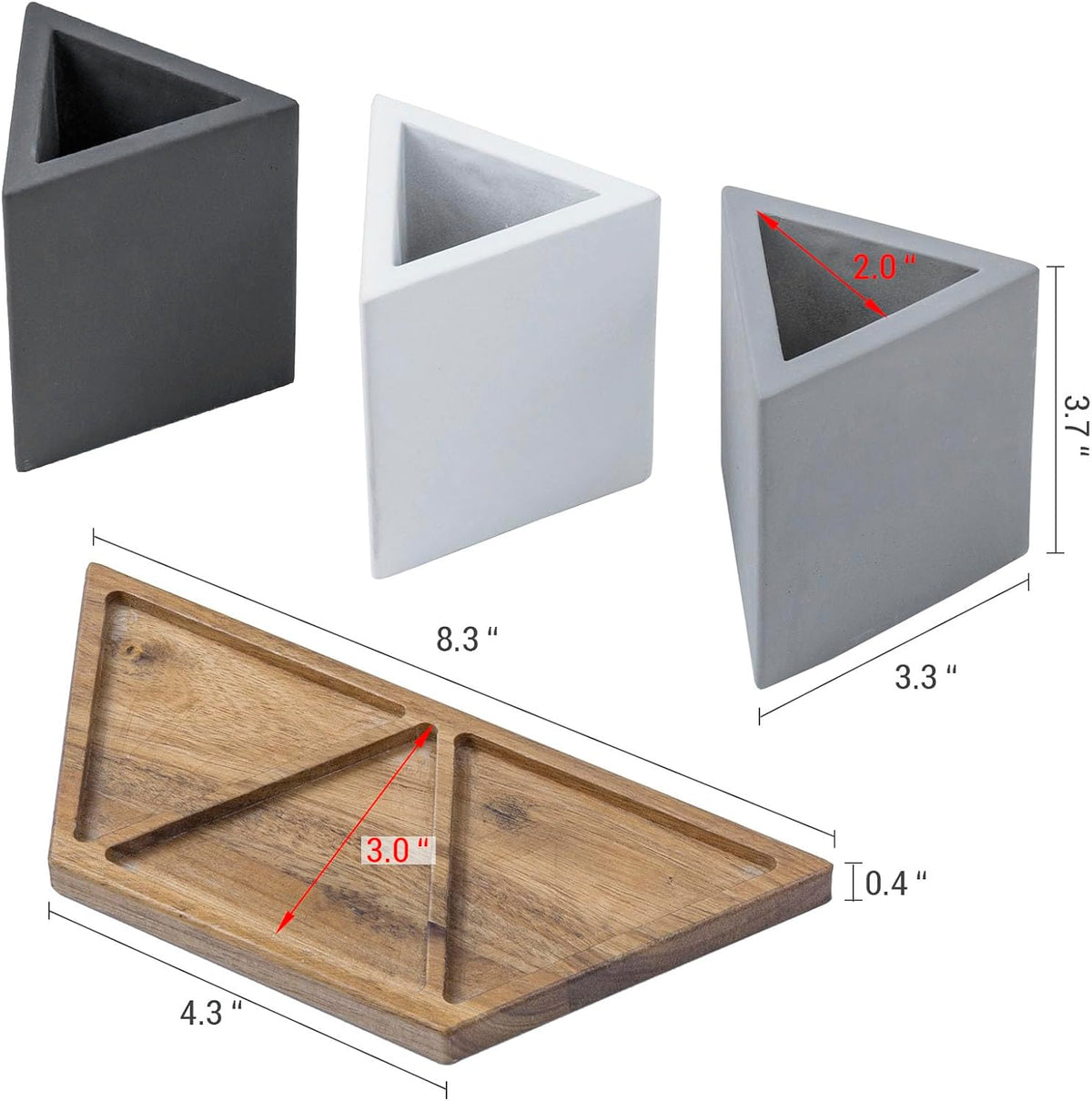 MyGift Pen Holder Pencil Holder For Desk,Pen Cup Holder For Desk,Concrete Desktop Pencil Cup,Modern Gray-Tone,Set of 3